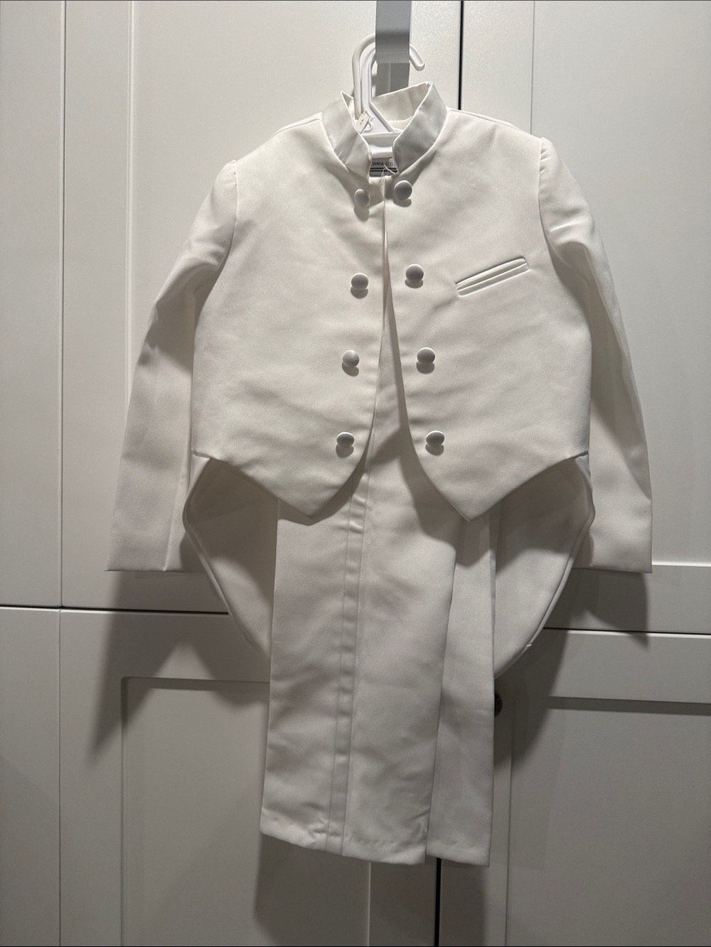 Kids White Formal Tailcoat Costume Jacket and Trousers